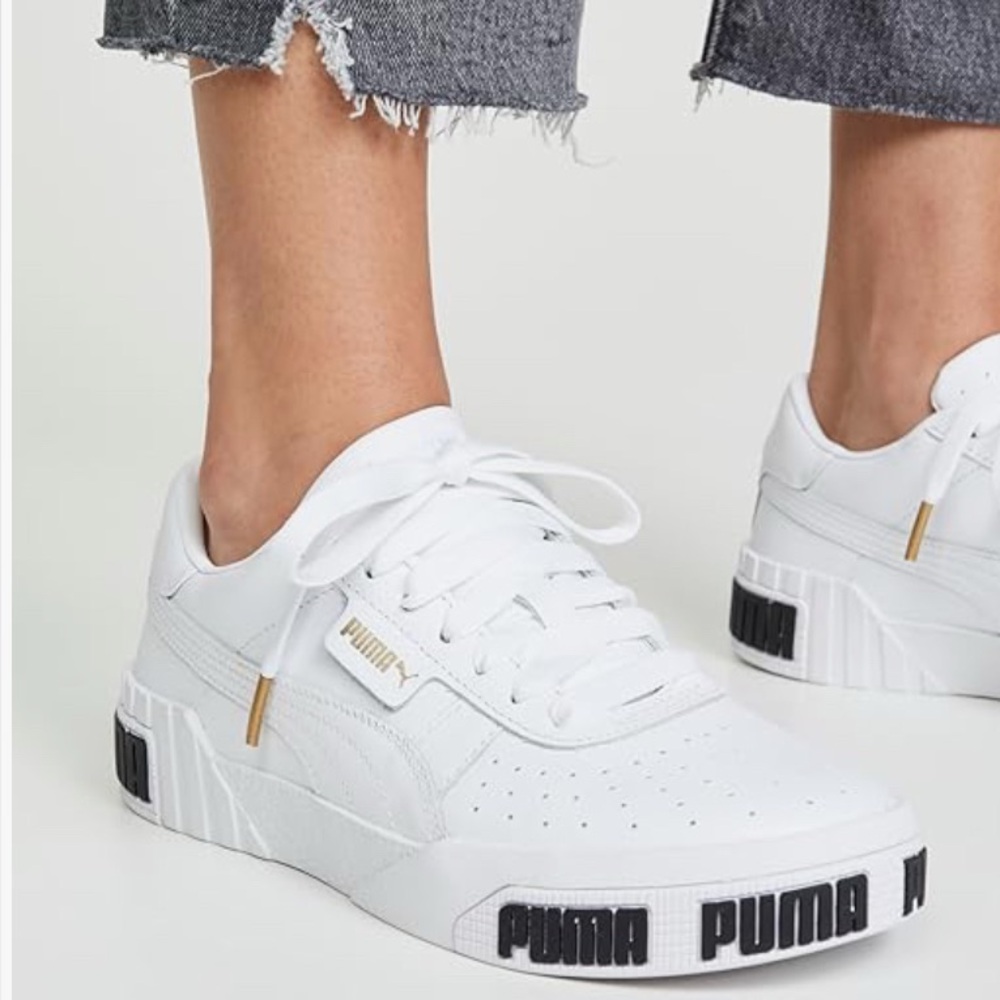 Puma White & Gold Modern Cali Bold Silhouette platform Sneakers